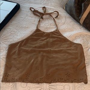 Faux suede halter